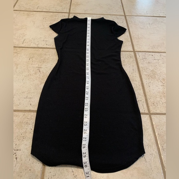 💜 PrettyLittleThing Black Ribbed Bodycon Mini Dress, Size US 4 - Picture 7 of 7